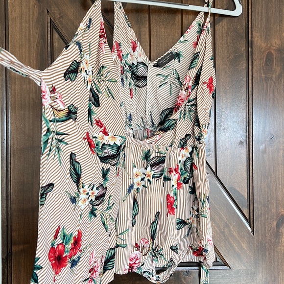 Nanamac Better Coming Striped Wrap Romper in TAN - Picture 3 of 5